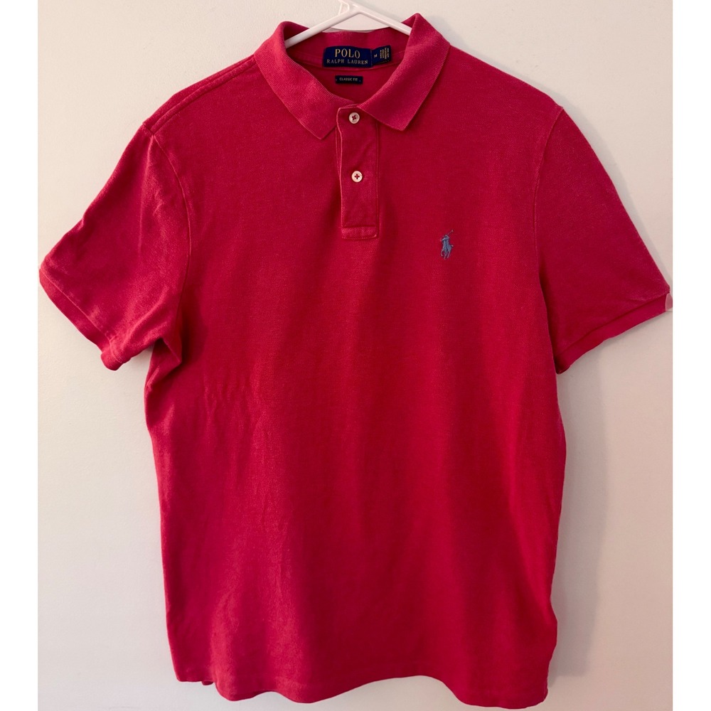 Ralph Lauren Mens Classic Fit Short Sleeve Polo Shirt Red Medium #preppy
